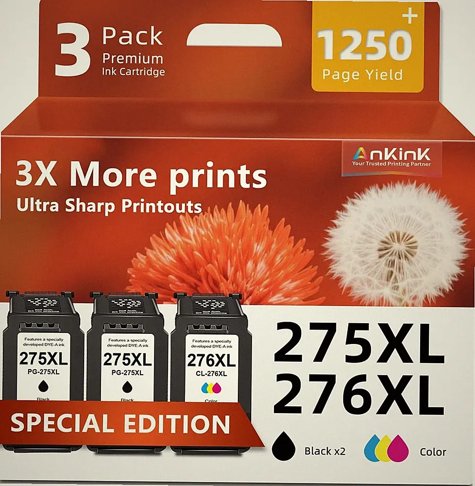 Ankink 275XL 276XL 3-Pack Compatible Ink Cartridge Replacement for Canon PG 27