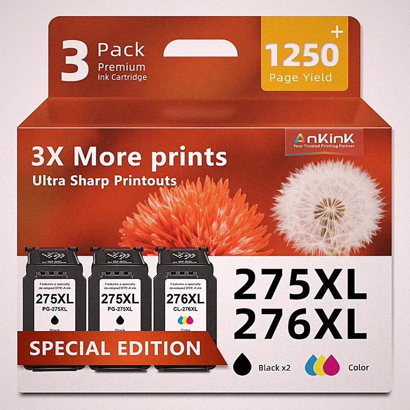 Ankink 275Xl 276Xl 3-Pack Compatible Ink Cartridge Replacement For Canon Pg 275