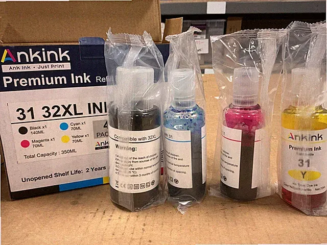 Ankink 31 32XL 4 Pack Premium Ink Refill Bottles