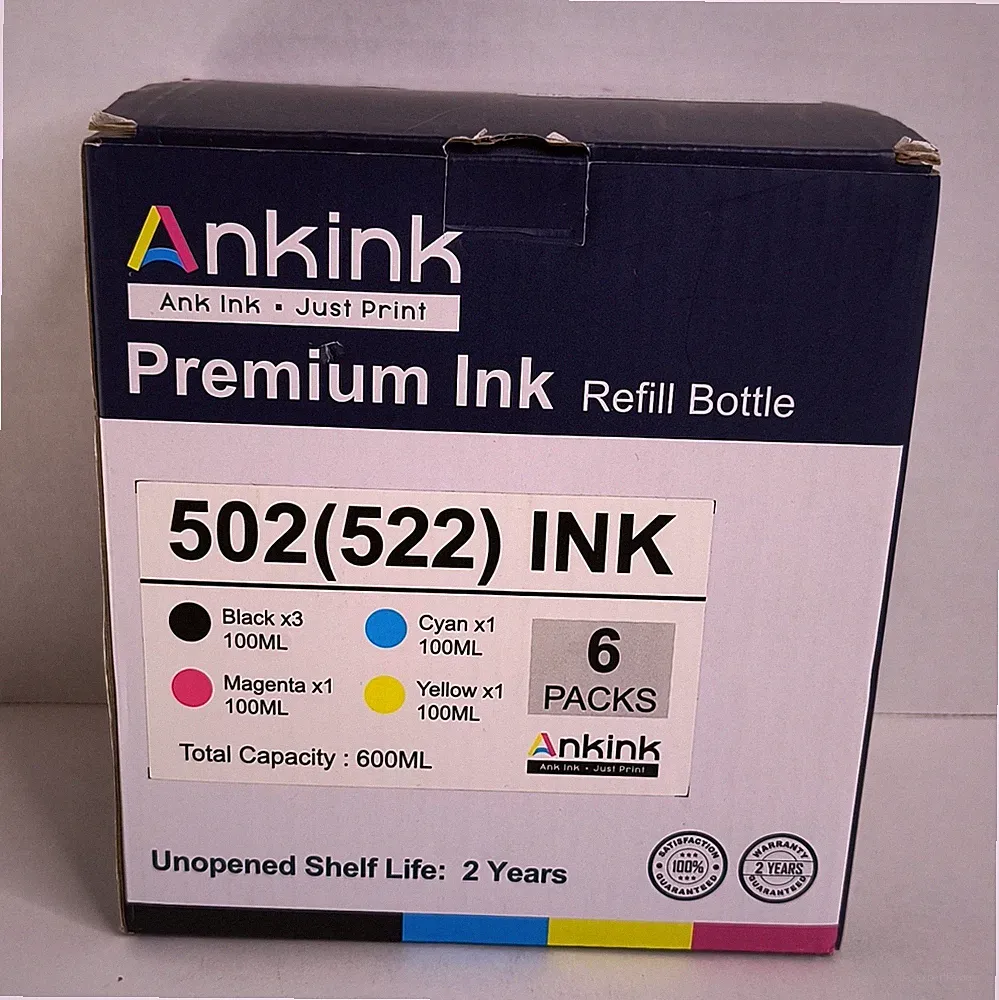 Ankink 502 (522) INK Refill Bottle 6 Packs New/Open Box
