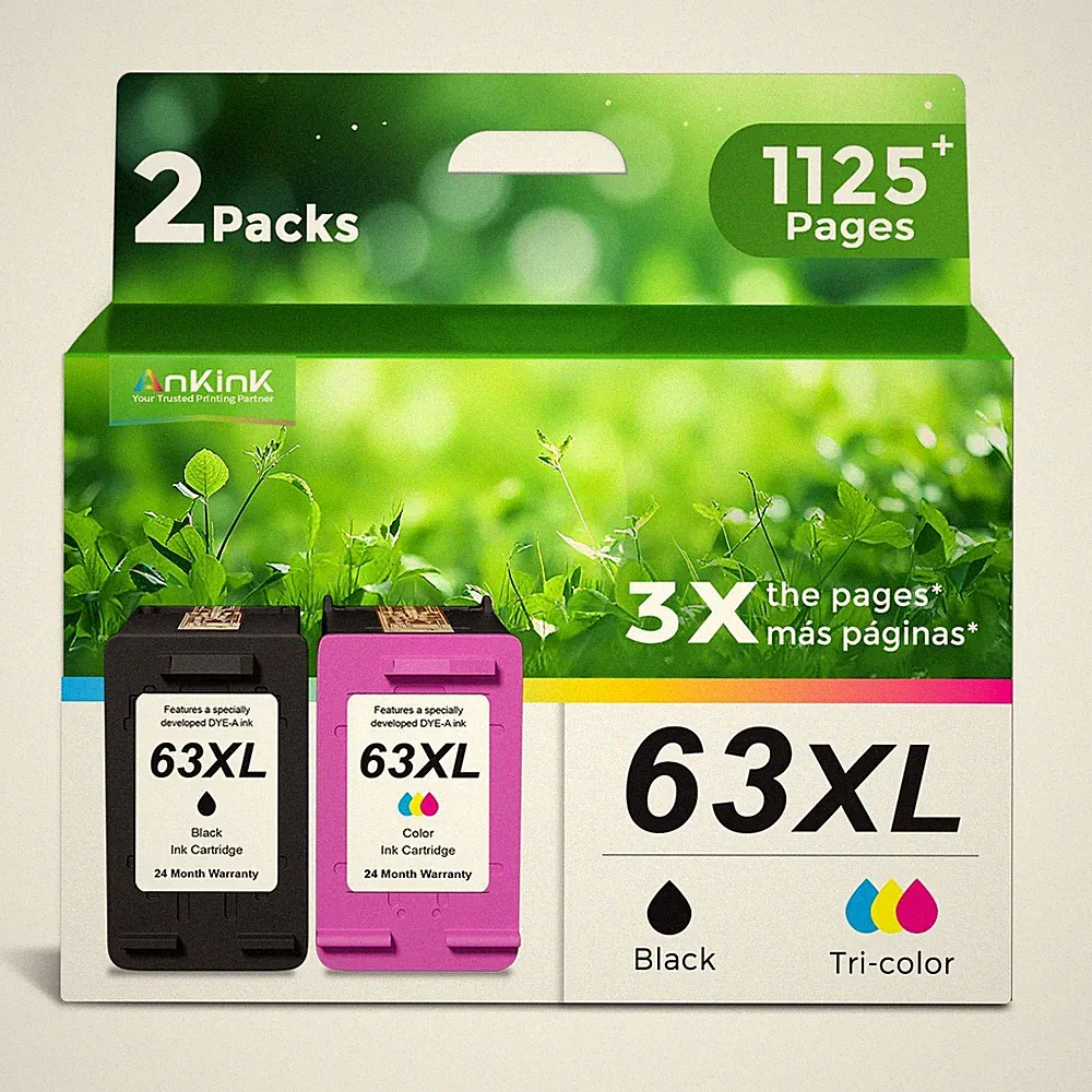 Ankink 63XL Ink Cartridges Replacement for 2PK Black Color, Color