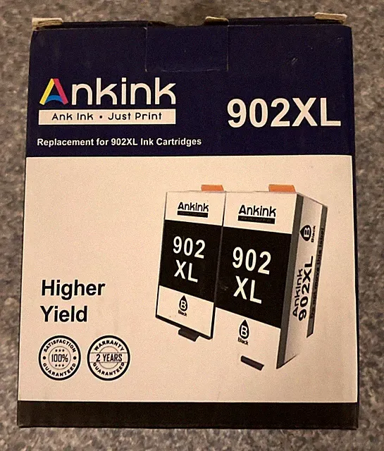 ANKINK 902XL Black Ink Cartridges – High Yield for HP Printers – 2-Pack