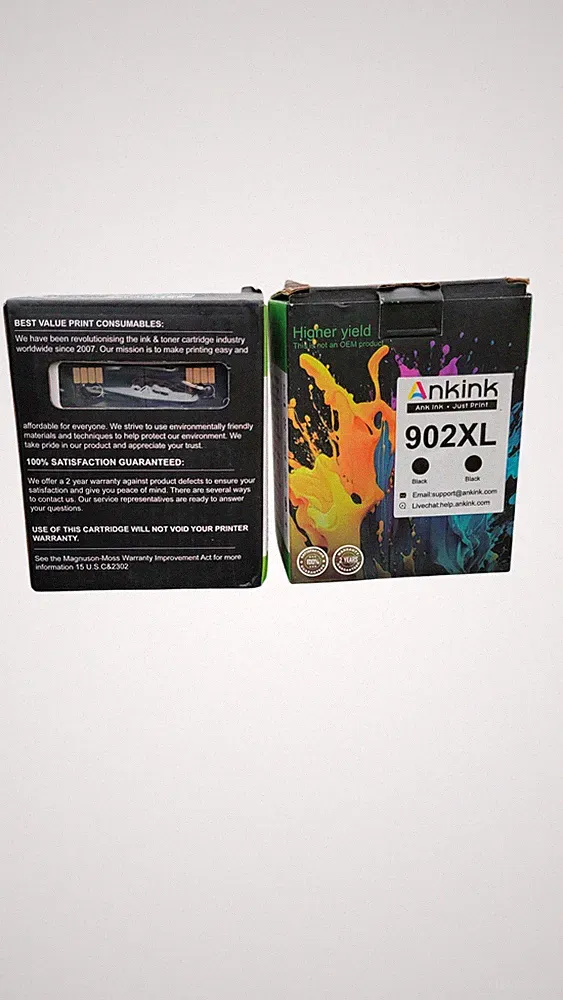 Ankink 902XL Ink Cartridge Black High Yield Compatible HP Printer Ink New 2 Pack