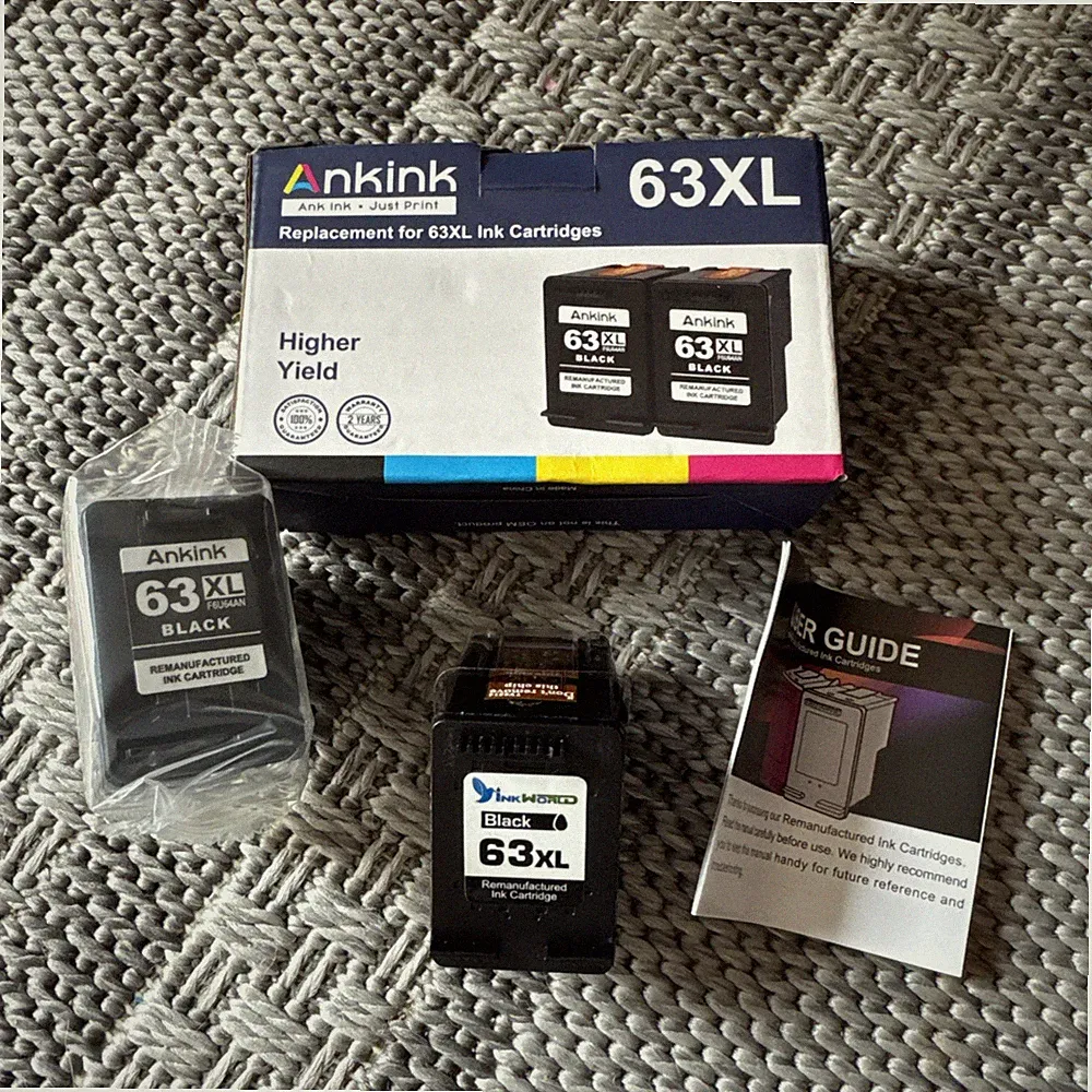 Ankink Higher Yield 63XL Black Ink Replacement For HP63 & HP63xl BSHP63XL2B