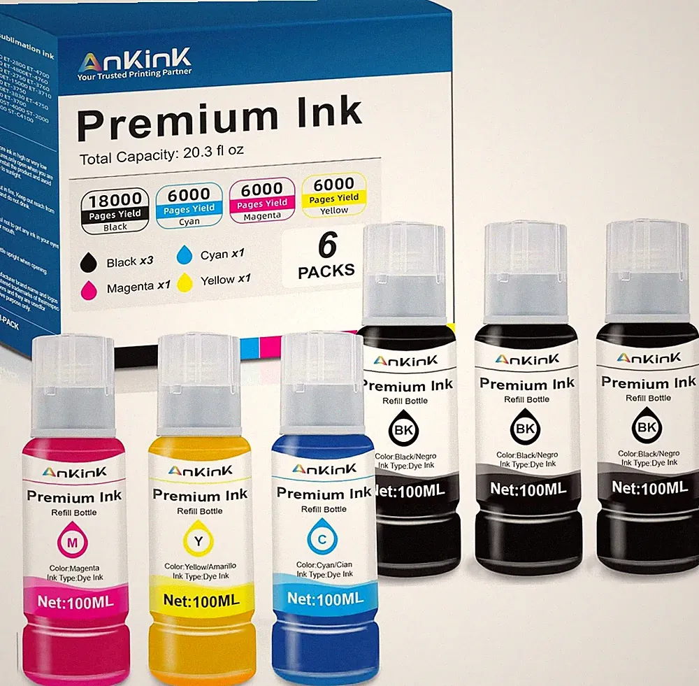 Ankink Ink Refill Bottles Replacement for 502 522 Ink Bottle Fit for Epson T522