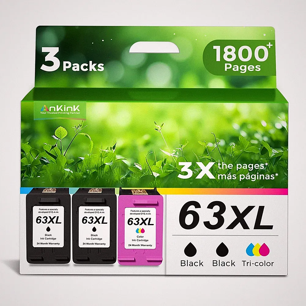 Office Printer Owners - Ankink 63XL Ink Cartridges 3 Pack HP Compatible